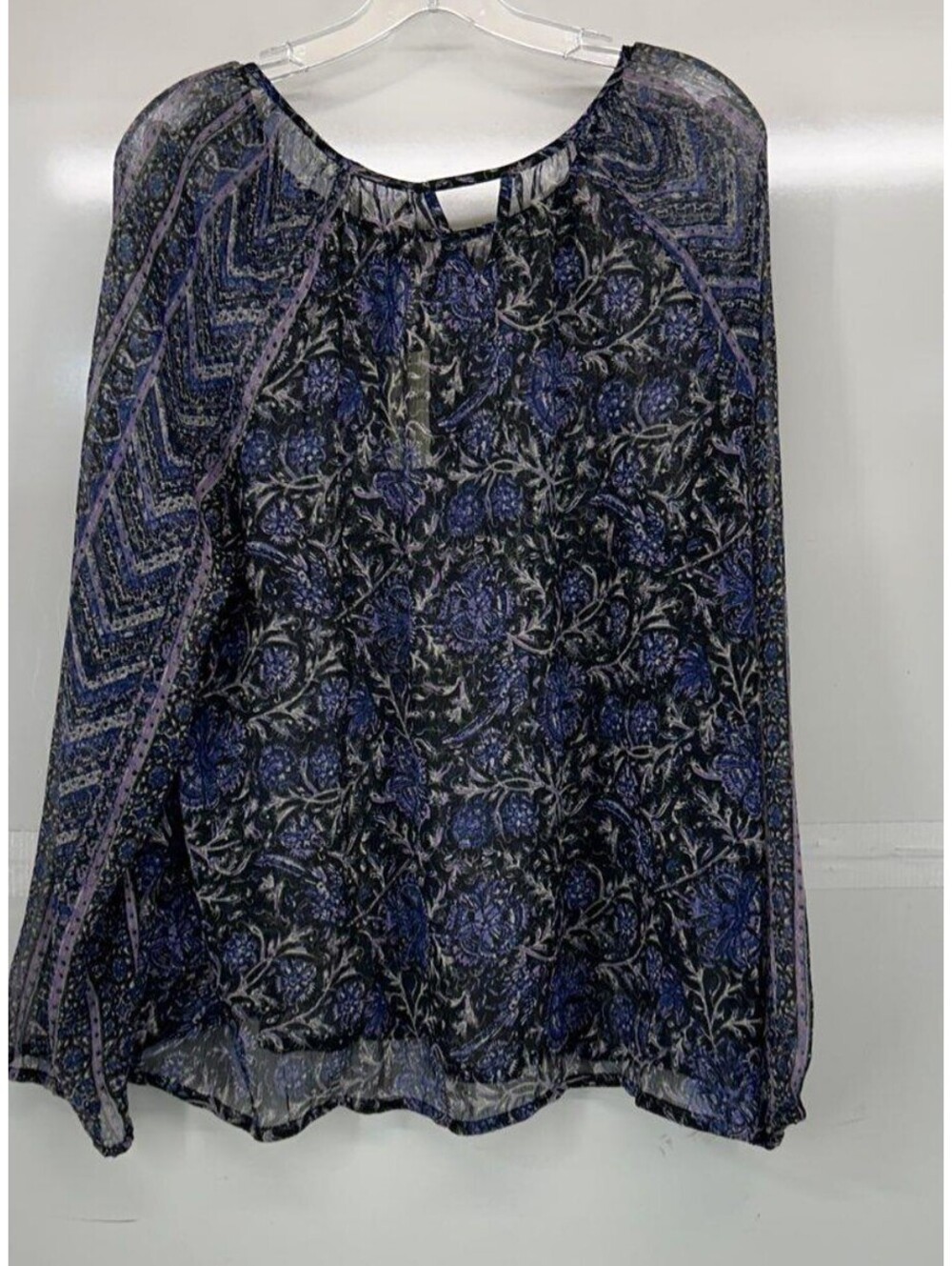 Lucky Brand Women's XL Floral Sheer Blouse Top